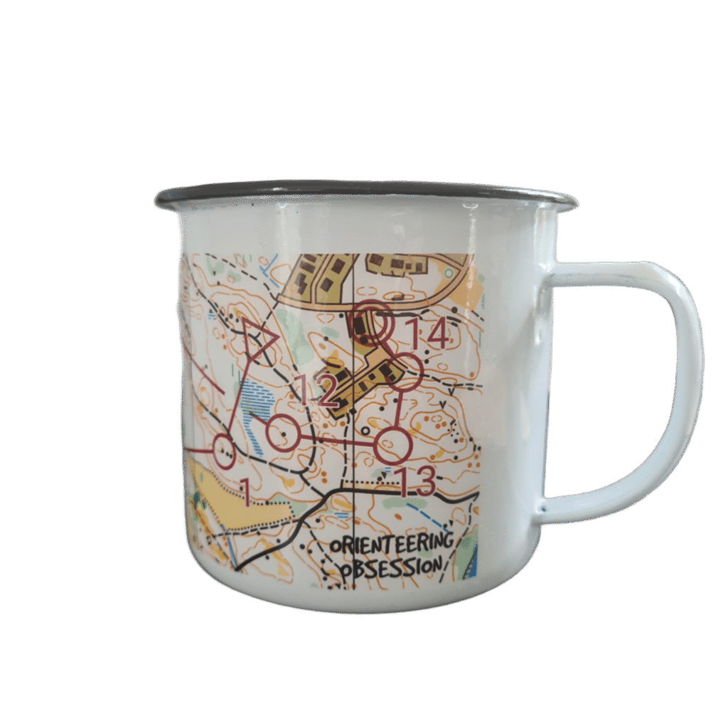 Mugg metall TBE Orienteering - kartritning, träningsläger, orienteering karta